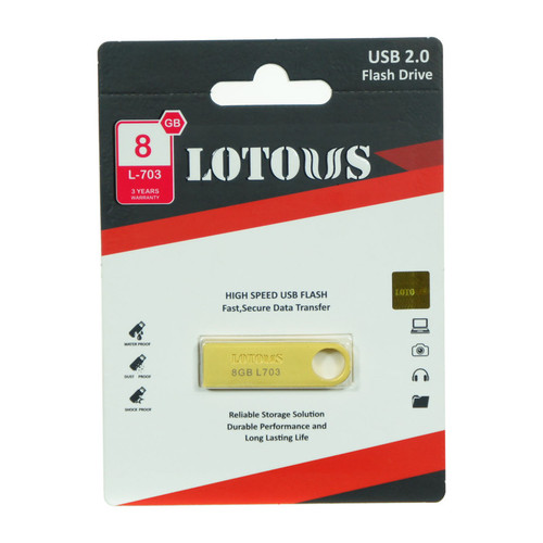 فلش مموری 8 گیگ LOTOUS مدل L-703 – جمعوجور، کاربردی و مناسب برای ذخیرهسازی روزمره