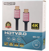 کابل HDMI 4K MACHER مدل MR-187 (۵ متر) – انتقال تصویر و صدا با کیفیت بالا برای فواصل طولانی