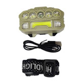 چراغ پیشانی (هدلایت) ROHS مدل HX-817S سنسوردار، Type-C، نور فوققوی COB + 5 LED