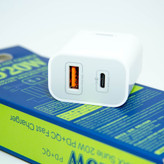 آداپتور شارژر 20 وات REMAX مدل RP-U68 – دو پورت Type-C و USB