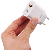 آداپتور شارژر 20 وات REMAX مدل RP-U68 – دو پورت Type-C و USB