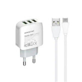 آداپتور و کابل شارژ17W KINGSTAR مدل KW163C – سه پورت USB