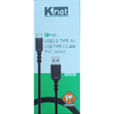 کابل شارژرTYPE-C تیپ سی - K-NET مدل USB2.0 PVC JACKET