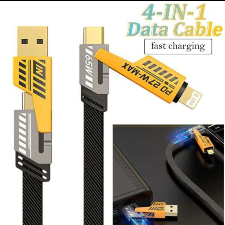 کابل شارژر ۴ کاره PD 27W-MAX با روکش کنفی مقاوم و طول ۱.۲ متر