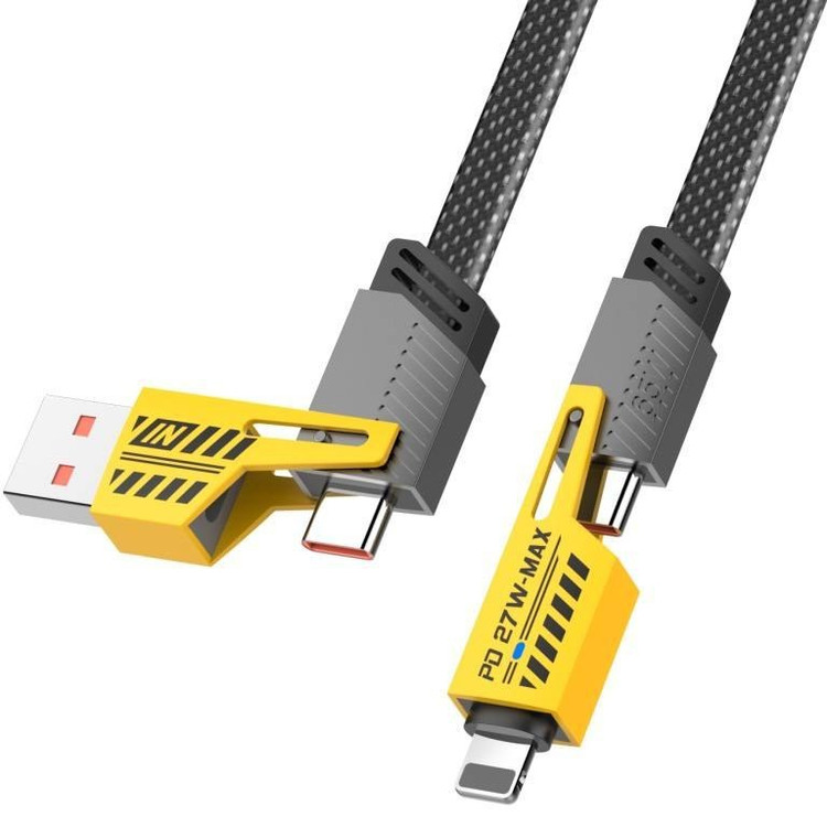کابل شارژر ۴ کاره PD 27W-MAX با روکش کنفی مقاوم و طول ۱.۲ متر