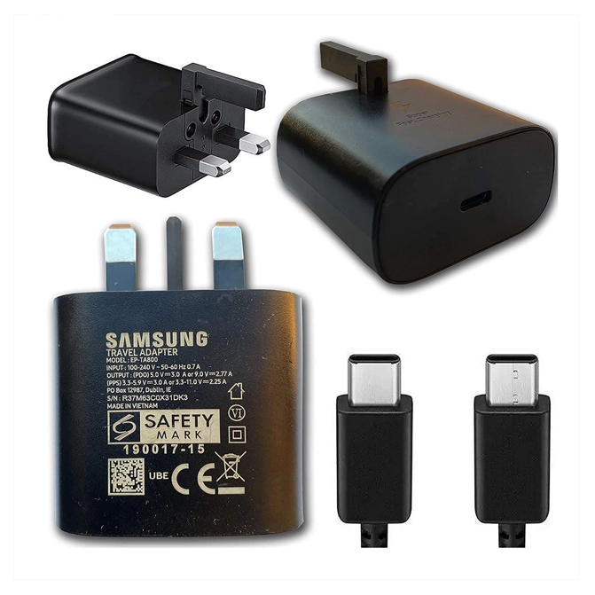 آداپتور 25 وات سه پین سامسونگ مدل EP-T2510 به همراه کابل دوسر تایپ سی