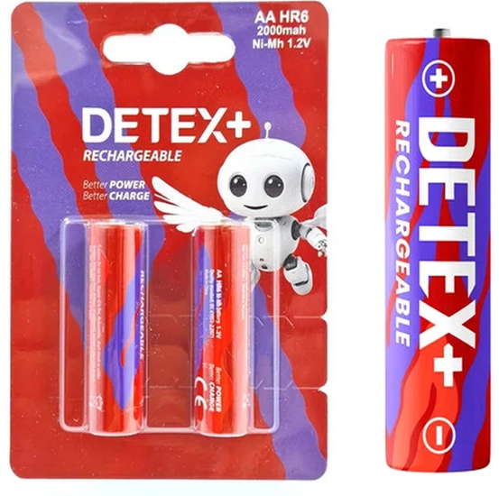 باتری قلمی شارژی دتکس (DETEX) مدل HR6 سایز AA بسته ۲ عددی