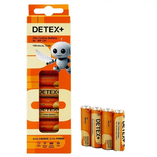 باطری قلمی کربنی DETEX مدل AA R6P 1.5V – بسته 4 عددی