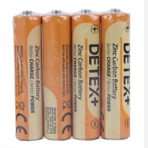 باتری نیمه قلمی کربنی DETEX مدل AAA R03P 1.5V – بسته 4 عددی