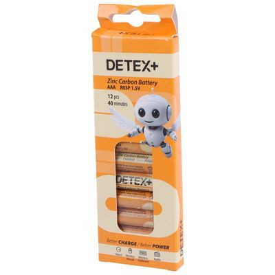 باتری نیمه قلمی کربنی DETEX مدل AAA R03P 1.5V – بسته 4 عددی