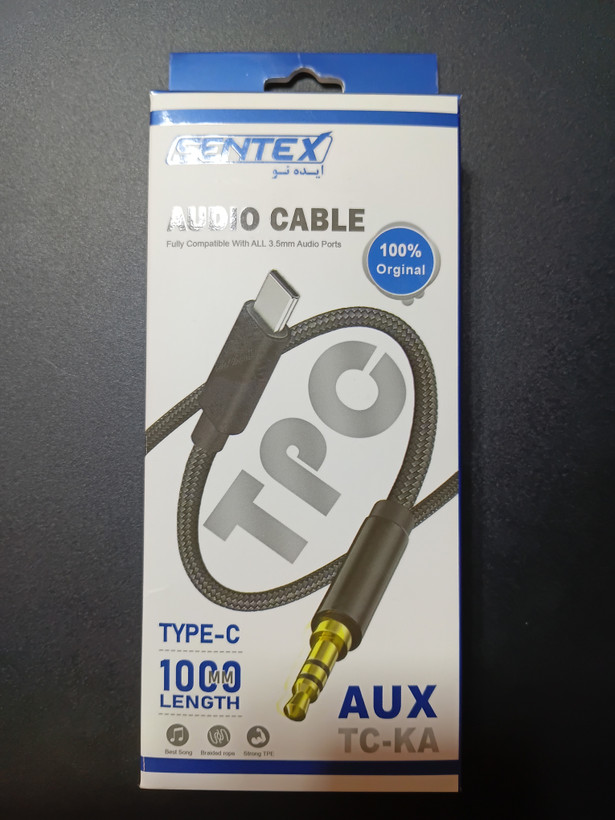 کابل AUX تبدیل تایپ سی به ۳.۵ میلیمتری برند SENTEX مدل TC-KA